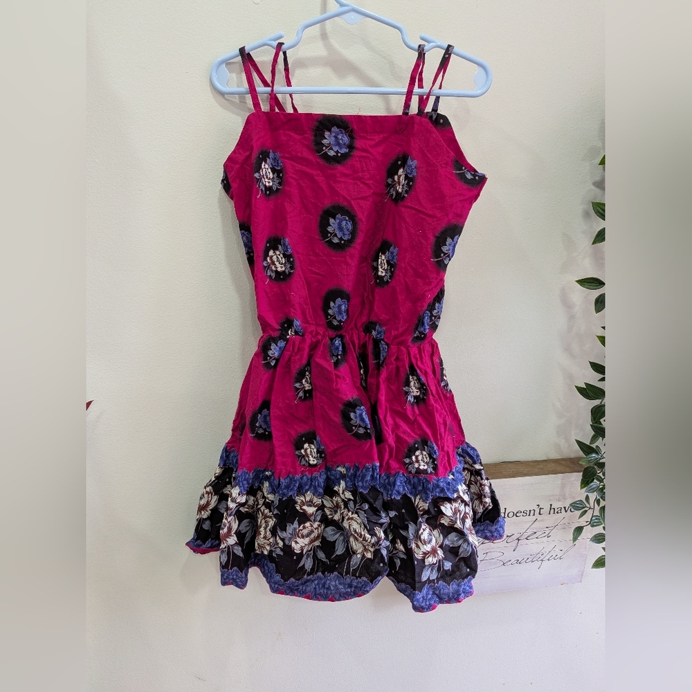 100% Cotton Girls Fuchsia Floral Sundress